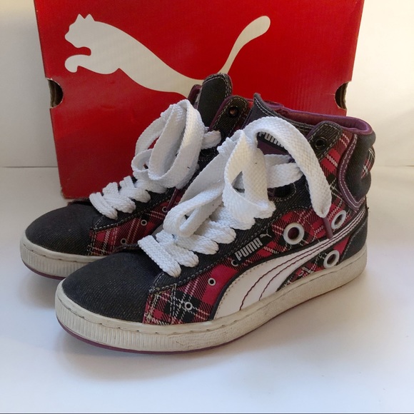 First round plaid; high top Puma; Size 5.5 - Picture 2 of 8